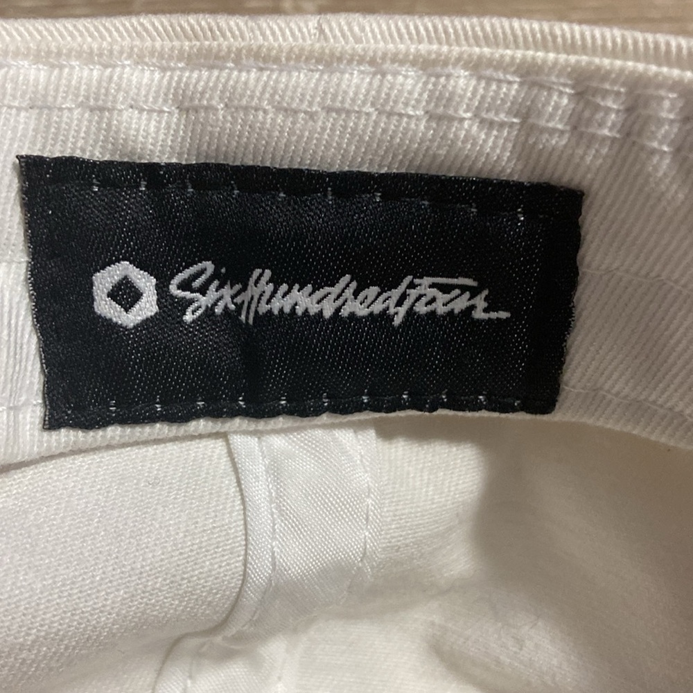 SixHundredFour White Cap with Black Embroidered Designer Tag - Picture 8 of 11